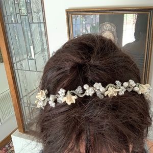 HANDMADE PORCELAIN ROSE AND BEADED TIARA